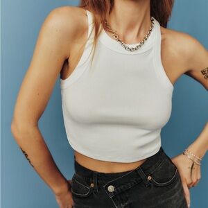 Reformation Tasha Cropped Tank in Ivory